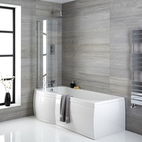 Baignoire asymétrique d’angle gauche – Choix de tailles,  de tabliers,  de paroi et de bonde – Belstone