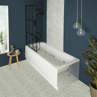 Baignoire balnéo avec pare-baignoire verrière – 170 cm x 75 cm – Tablier frontal – 6 buses de massage à eau – Richmond