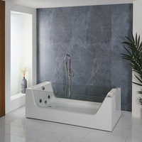 Baignoire balnéo double dos - Buses chromées - Paroi verre - 180 x 80 cm - Hudson Reed