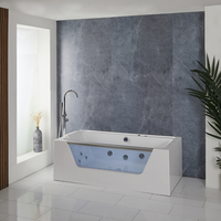 Baignoire balnéo rectangulaire - 170 x 80 cm - Buse et jet chromé - Hudson Reed