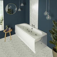 Baignoire balnéo rectangulaire moderne à double dos – 170 x 70 cm - Avec tablier frontal - 14 buses de massage à eau et à air - Otterton