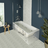 Baignoire balnéo rectangulaire rétro – Pare-baignoire chromé – 170 cm x 70 cm – 6 buses de massage à eau – Richmond