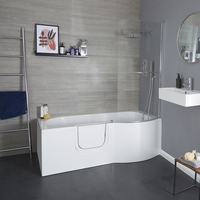 Baignoire douche à porte - Pare-baignoire,  tablier frontal & latéral - 167, 5 x 85 cm - Angle gauche - Merso - Hudson Reed