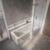 Baignoire douche asymétrique - 170 cm x 85 cm - Pare-baignoire cuivre brossé - Angle droit - Sanford