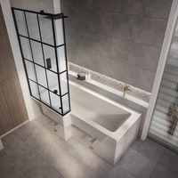 Baignoire douche asymétrique - 170 cm x 85 cm - Pare-baignoire verrière - Angle gauche - Sanford