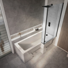 Baignoire douche asymétrique moderne - 150 x 85 cm - Pare-baignoire noir - Angle droit - Sanford - Hudson Reed
