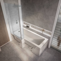 Baignoire douche asymétrique moderne - 170 x 85 cm - Pare-baignoire chromé - Angle gauche - Sanford - Hudson Reed