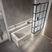Baignoire douche asymétrique moderne - 170 x 85 cm - Pare-baignoire verrière - Angle droit - Sanford - Hudson Reed