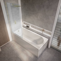 Baignoire douche rectangulaire - 150 cm x 70 cm - Pare baignoire laiton ancien - Avec tablier frontal - Covelly