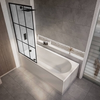 Baignoire douche rectangulaire - 150 cm x 70 cm - Pare baignoire verrière - Avec tablier frontal - Covelly