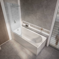 Baignoire douche rectangulaire - 160 cm x 70 cm - Pare baignoire chromé - Avec tablier frontal - Covelly