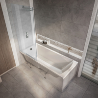 Baignoire douche rectangulaire moderne - 150 x 70 cm - Pare-baignoire chromé - Sandford - Hudson Reed
