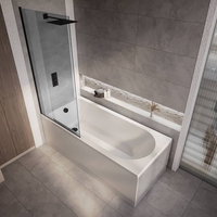 Baignoire douche rectangulaire moderne - 150 x 70 cm - Pare baignoire fumé - Tablier frontal - Covelly - Hudson Reed