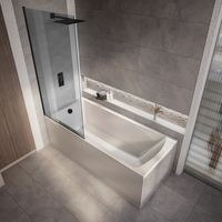 Baignoire douche rectangulaire moderne - 150 x 70 cm - Pare-baignoire fumé - Tablier frontal - Sandford - Hudson Reed