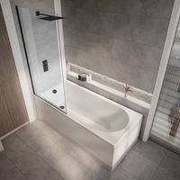 Baignoire douche rectangulaire moderne - 150 x 70 cm - Pare baignoire noir - Tabliers latéral & frontal - Covelly - Hudson Reed