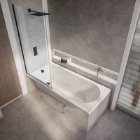 Baignoire douche rectangulaire moderne - 170 x 75 cm - Pare baignoire noir - Covelly - Hudson Reed