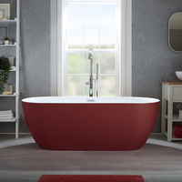 Baignoire îlot à double dos – 160 cm x 75 cm - Rouge (Saffron Red) - Avec trop-plein chromé - Otterton
