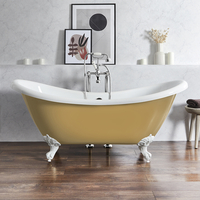 Baignoire îlot à double dos rétro – 175 cm x 73 cm – Jaune (Honey Yellow) - Pieds blancs - Legend