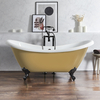 Baignoire îlot à double dos rétro – 175 cm x 73 cm – Jaune (Honey Yellow) - Pieds noirs - Legend
