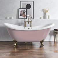 Baignoire îlot à double dos rétro – 175 cm x 73 cm – Rose (Camellia Pink) - Pieds or brossé - Legend