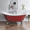 Baignoire îlot à double dos rétro – 175 cm x 73 cm – Rouge (Saffron Red) - Pieds chromés - Legend