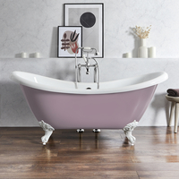 Baignoire îlot à double dos rétro – 175 cm x 73 cm – Violet (Lupin Purple) - Pieds blancs - Legend