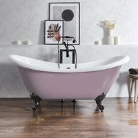 Baignoire îlot à double dos rétro – 175 cm x 73 cm – Violet (Lupin Purple) - Pieds noirs - Legend