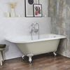 Baignoire îlot d’angle droit - Rétro – 168, 5 x 75 cm – Beige - Pieds blancs - Legend - Hudson Reed