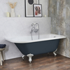Baignoire îlot d’angle droit - Rétro – 168, 5 x 75 cm – Bleu - Pieds blancs - Legend - Hudson Reed