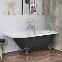 Baignoire îlot d’angle droit - Rétro – 168, 5 x 75 cm – Gris - Pieds chromés - Legend - Hudson Reed