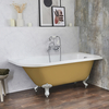 Baignoire îlot d’angle droit - Rétro – 168, 5 x 75 cm – Jaune - Pieds blancs - Legend - Hudson Reed