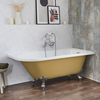 Baignoire îlot d’angle droit - Rétro – 168, 5 x 75 cm – Jaune - Pieds chromés - Legend - Hudson Reed