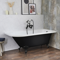 Baignoire îlot d’angle droit - Rétro – 168, 5 x 75 cm – Noir - Pieds noirs - Legend - Hudson Reed