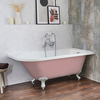 Baignoire îlot d’angle droit - Rétro – 168, 5 x 75 cm – Rose - Pieds blancs - Legend - Hudson Reed