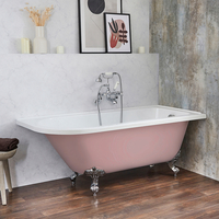 Baignoire îlot d’angle droit - Rétro – 168, 5 x 75 cm – Rose - Pieds chromés - Legend - Hudson Reed