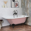 Baignoire îlot d’angle droit - Rétro – 168, 5 x 75 cm – Rose - Pieds noirs - Legend - Hudson Reed