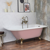 Baignoire îlot d’angle droit - Rétro – 168, 5 x 75 cm – Rose - Pieds or brossé - Legend - Hudson Reed