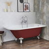 Baignoire îlot d’angle droit - Rétro – 168, 5 x 75 cm – Rouge - Pieds blancs - Legend - Hudson Reed