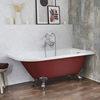 Baignoire îlot d’angle droit - Rétro – 168, 5 x 75 cm – Rouge - Pieds chromés - Legend - Hudson Reed