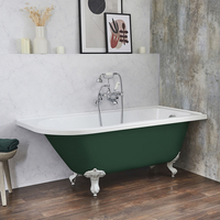 Baignoire îlot d’angle droit - Rétro – 168, 5 x 75 cm – Vert - Pieds blancs - Legend - Hudson Reed
