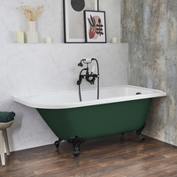 Baignoire îlot d’angle droit - Rétro – 168, 5 x 75 cm – Vert - Pieds noirs - Legend - Hudson Reed