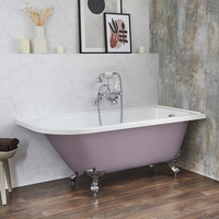 Baignoire îlot d’angle droit - Rétro – 168, 5 x 75 cm – Violet - Pieds chromés - Legend - Hudson Reed