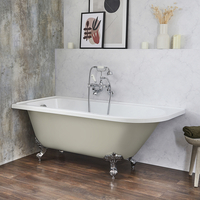 Baignoire îlot d’angle gauche - Rétro – 168, 5 x 75 cm – Beige - Pieds chromés - Legend - Hudson Reed