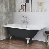 Baignoire îlot d’angle gauche - Rétro – 168, 5 x 75 cm – Gris - Pieds blancs - Legend - Hudson Reed