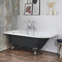 Baignoire îlot d’angle gauche - Rétro – 168, 5 x 75 cm – Gris - Pieds chromés - Legend - Hudson Reed