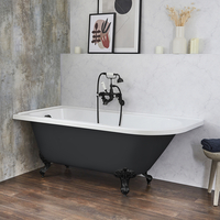 Baignoire îlot d’angle gauche - Rétro – 168, 5 x 75 cm – Gris - Pieds noirs - Legend - Hudson Reed