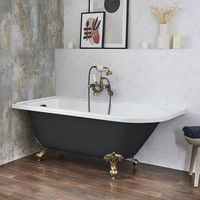 Baignoire îlot d’angle gauche - Rétro – 168, 5 x 75 cm – Gris - Pieds or brossé - Legend - Hudson Reed