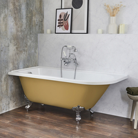 Baignoire îlot d’angle gauche - Rétro – 168, 5 x 75 cm – Jaune - Pieds chromés - Legend - Hudson Reed