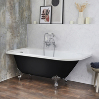 Baignoire îlot d’angle gauche - Rétro – 168, 5 x 75 cm – Noir - Pieds chromés - Legend - Hudson Reed