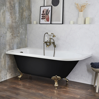 Baignoire îlot d’angle gauche - Rétro – 168, 5 x 75 cm – Noir - Pieds or brossé - Legend - Hudson Reed